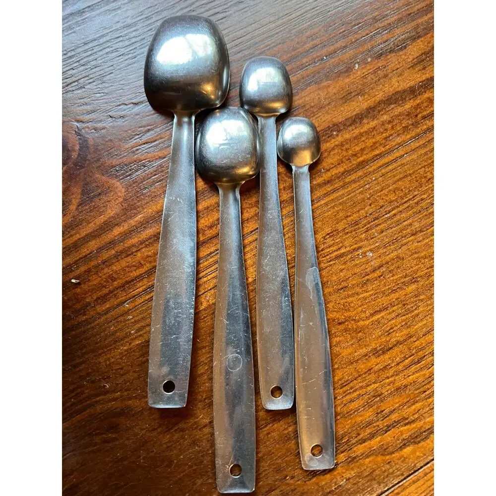 Vintage Foley stainless steel measuring spoons set-4 retro kitchen gadgets